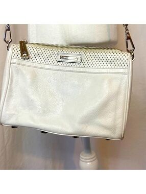 Rebecca Minkoff white leather cross-body purse handbag with chain strap